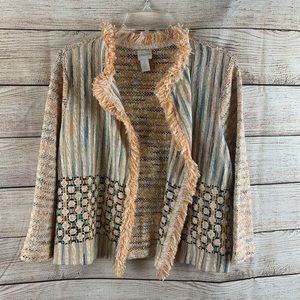 Chico's Orange Woven Cardigan Size M